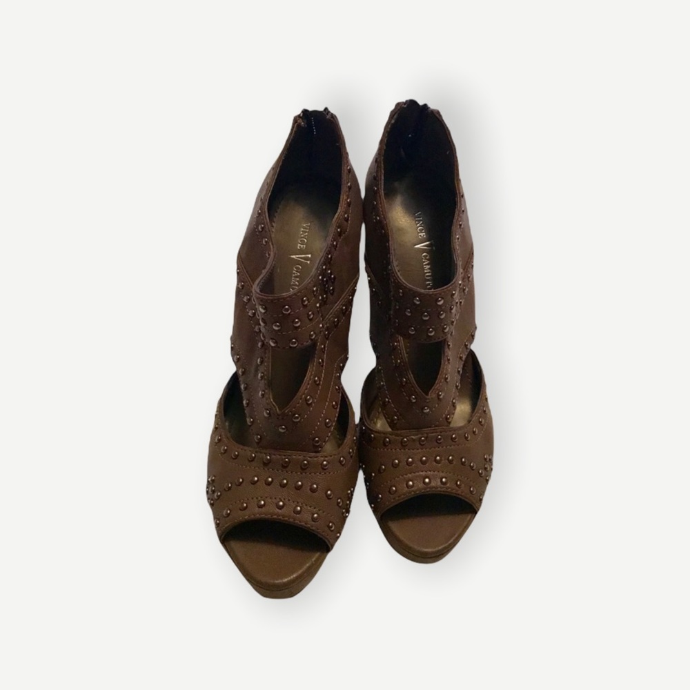 Vince Camuto Stud Platform Heels Open Toe Zipper - image 4